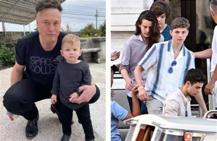 Griffin Musk with his dad Elon Musk and siblings