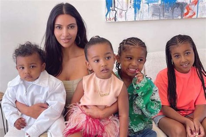 Kim Kardashian With Her Kids and Kanye West