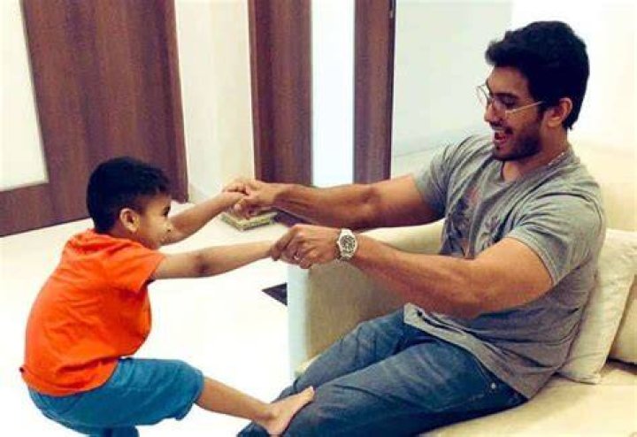 Vishagan with his stepson Ved Krishna